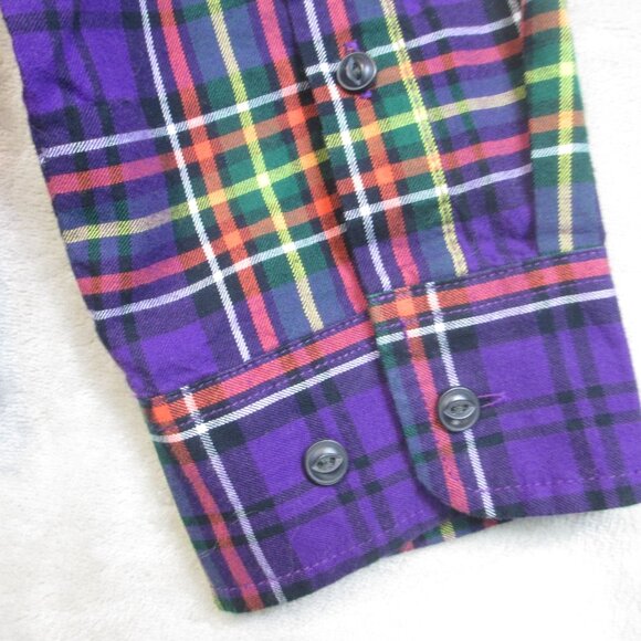 NWT LRL Lauren Jeans Co Size Medium Flannel Plaid Shirt Roll Tab Sleeve Pockets - Picture 4 of 10